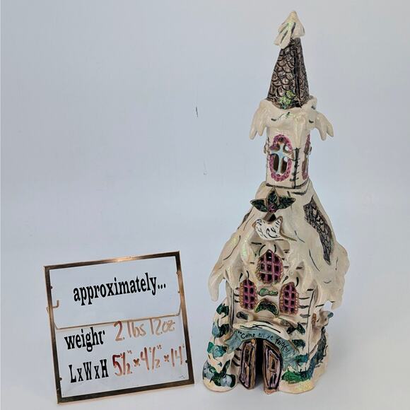 Heather Goldminc Christmas Church Tealight Holder Come All Ye Faithful Blue Sky - Picture 11 of 14